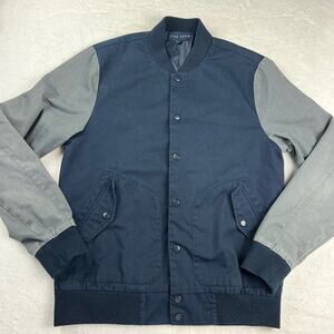 Five Four Brand 2-Tone Blue Gray Snap Button-Up Bomber Jacket men’s size Medium